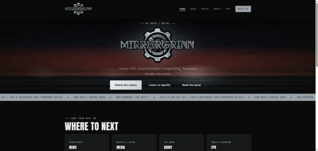 MirrorGrinn website designed by Scream Digital